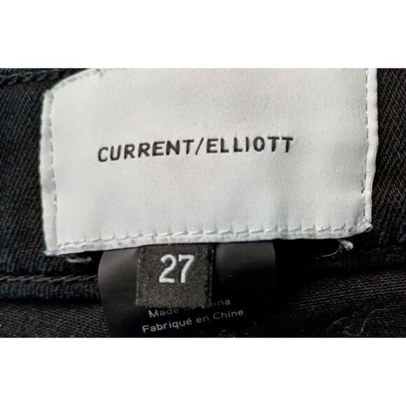 Current Elliott Womens Straight Denim Jeans Black High Waist Raw Hem Size 27 - Picture 4 of 13